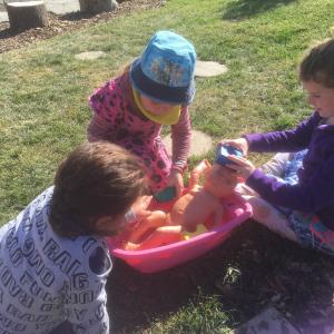 bathing the baby